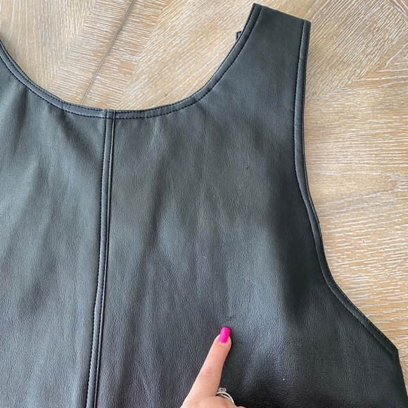 iLANA leather look black overall mini dress - Picture 11 of 14